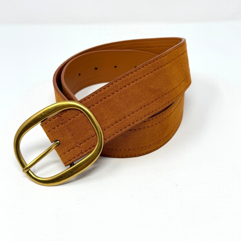 Women's Reversible Faux Suede Leather Belt Brown Size S